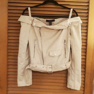 Faux suede motto jacket